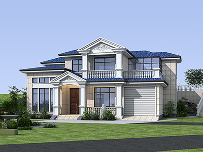 乡村别墅设计图纸 自建房二层带车库BZ2649-简欧风格